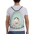 thumbnail image 2 of Kdxio White Bunny Bottom And Easter Eggs Print Drawstring Backpack Bag,Waterproof Draw String Back Sack, Gym Drawstring Bags Swim Bag For Unisex, 2 of 9