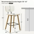 thumbnail image 5 of WOOW DEPOT PU Bar Stools Set of 2, 26" Seat Height w/ Mid Back Bent Wood Legs, Modern Upholstered Island Barstool Counter Chair for Home Kitchen Pub Dining Room, 5 of 10