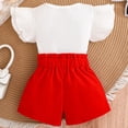 thumbnail image 5 of KPOPLK Toddler Baby Girl Summer Clothes Funny Print Short Sleeve Top Short Casual Outfit 3 6 12 18 Month 2T 3T 4T(2-3 Years,Red), 5 of 7