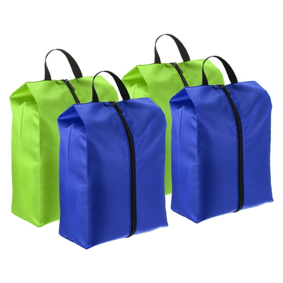 Uxcell Shoe Bags for Travel, Portable Shoe Bag with Zipper for Travel, Blue Green 4 Pack
