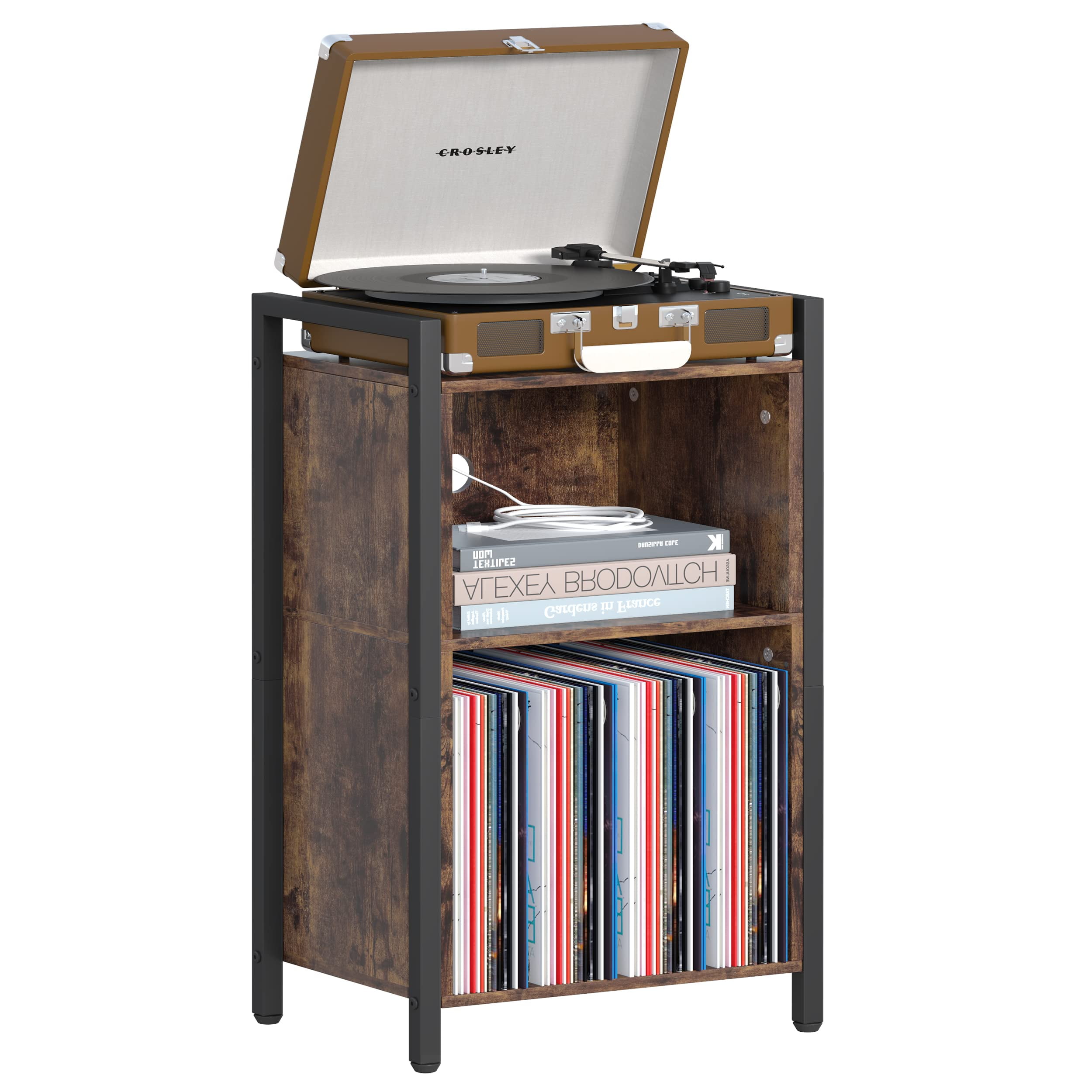 Yusong Record Player Stand, Vinyl Record Storage Display Table Holds Up