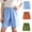 Blue, variant on Girls Cotton Shorts 3-Pack for Kids - Breathable Elastic Waistband Blue Summer Shorts Sizes 5-14,Size 14 T