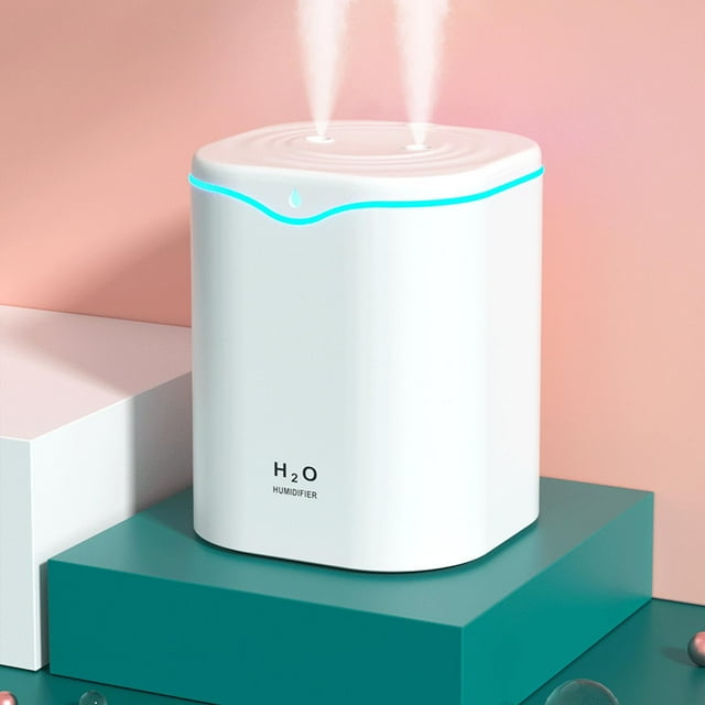 Dvkptbk Humidifier Large Room Double Spray Humidifiers for Bedroom, 2L Desktop Cool Mist Humidifiers for Baby Rooms Travel Office, Auto Shut-Off, Super Quiet