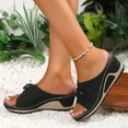 thumbnail image 2 of Siilsaa Summer Sandals Women's Sandals Buckle Wedge Sandal Open Toe Platform Sandals Black,7, 2 of 5