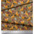 thumbnail image 3 of Soimoi Tissu Crêpe Polyester Feuilles & Rennes Imprimé Animal au Mètre 52 Pouces de Large, 3 of 3