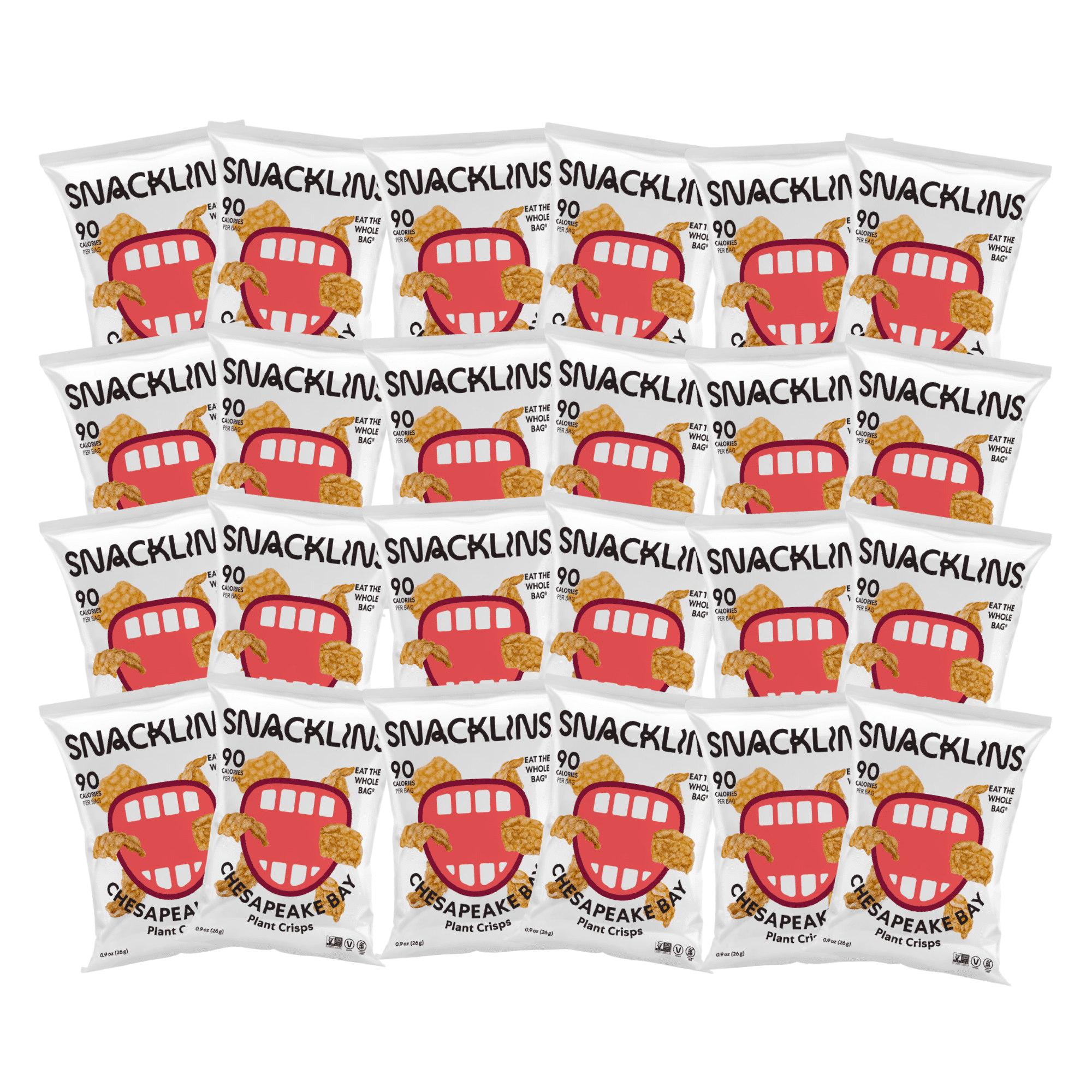 SNACKLINS Plant Based Crisps Vegan Healthy Snacks - Gluten Free, Grain Free, Plant Based Crisps, 100% Kosher, Low Calorie and No Added Sugar, Crunchy, Puffed Snack - Chesapeake Bay, Pack of 24)