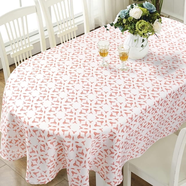 Modern Pink Oval for Oval Table Waterproof Table Cloths for Dining Room Indoor Outdoor Home Decorative Table Cloth-60x84in