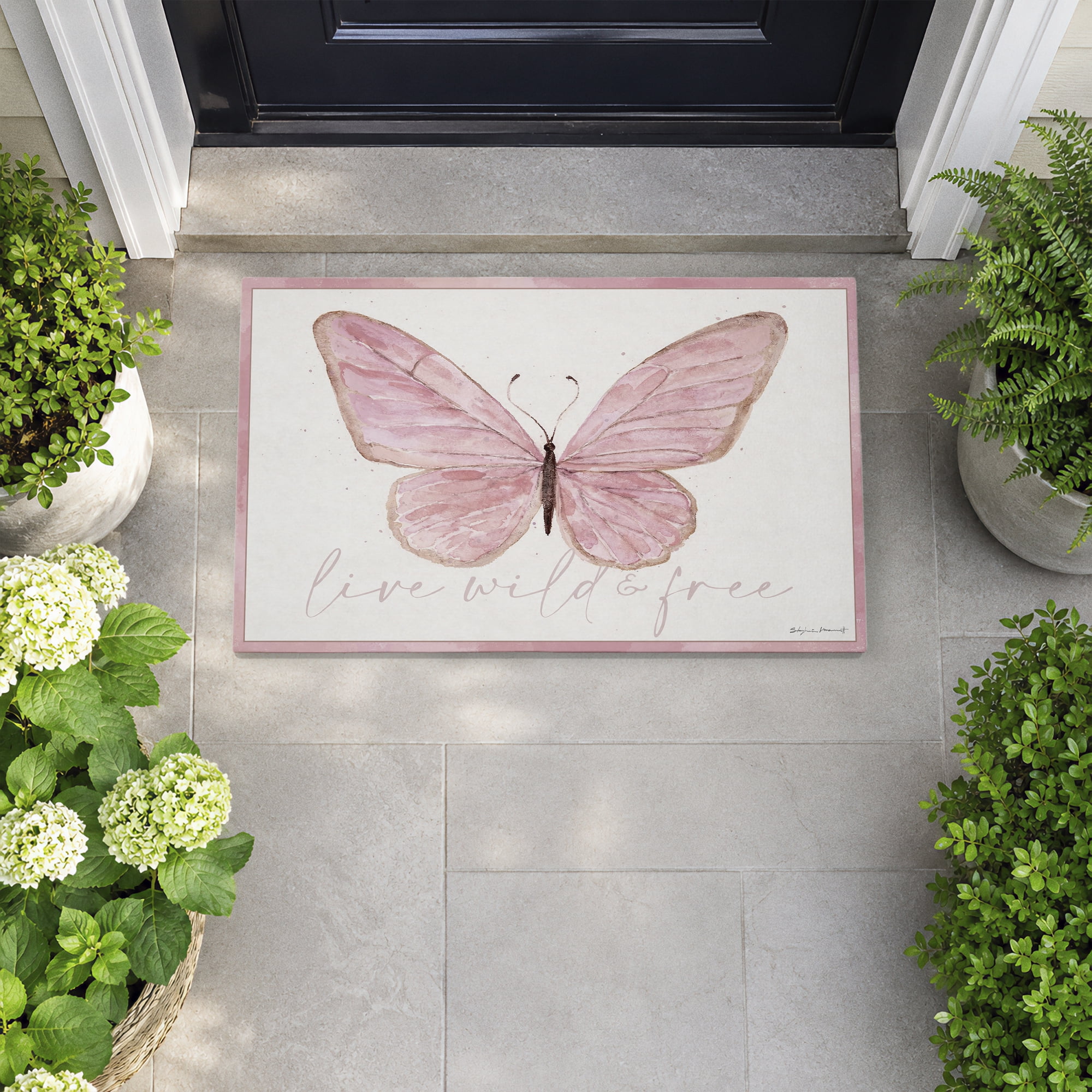 Stupell Industries Live Wild & Free Butterfly Printed Outdoor Door Floor Mat, design by Stephanie Workman Marrott