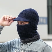 Balaclava Face Mask Men -Knit Beanie Ski Masks Neck Gaiter with Ears Covers for Running Outdoor, Mens Winter Hats for The Cold, Thermal Womens Adult Brimmed Ninja Caps