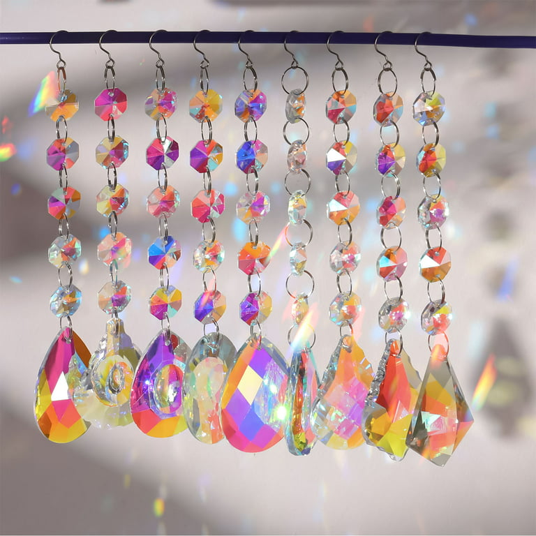 57 Pcs Crystal Suncatcher Hanging Sun Catcher Kits for Adults Colorful  Crystals Suncatchers Prisms with Chain Pendant Ornament Suncatchers DIY  Crafts