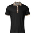 thumbnail image 3 of JTieacloth Classic Collared Shirt with Pocket Summer New Casual Men's Short Sleeved Shirt Solid Color Three Button Men's Shoulder Shirt Black XXL, 3 of 4