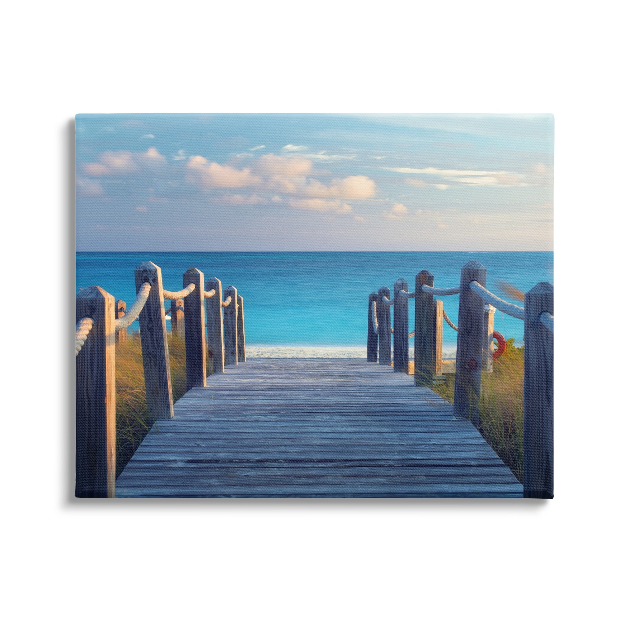 Stupell Industries Summer Boardwalk Beach View Coastal Photography Gallery Wrapped Canvas Print Wall Art