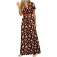 thumbnail image 2 of TMOYZQ Women's Boho Short Sleeve V-Neck Flowy Long Maxi Dress Summer Loose Casaul Beach Vacation Dress Wedding Guest Dress with Belt, 2 of 4