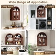 thumbnail image 6 of S-HOME Wall Mounted Arched Cabinet with Glass Doors, Adjustable Shelves in for Bathroom or Laundry Room，Brown, 6 of 10