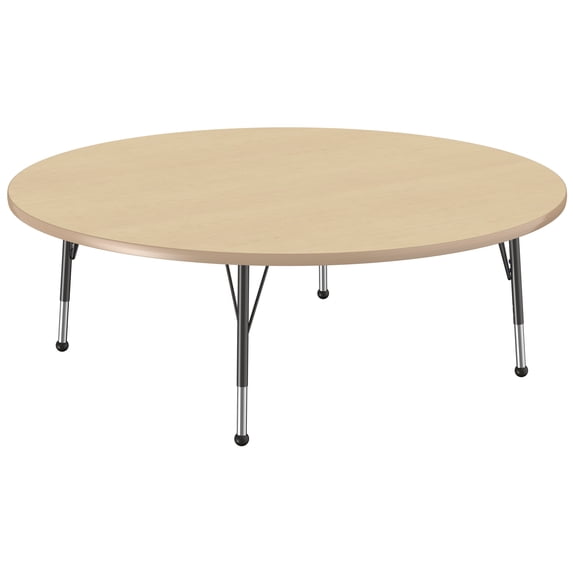 ECR4Kids 60in Round Premium Thermo-Fused Adjustable Activity Table Maple/Maple/Black - Toddler Ball
