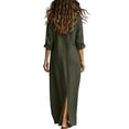 thumbnail image 4 of DeHolifer Women Casual Dresses Lapel Button Down Beach Dress Long Maxi Dress with Pockets Green S, 4 of 7