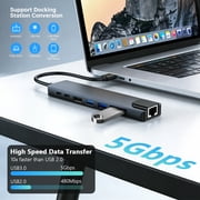 8-in-1 USB C Hub, 4K USB C To HDTV Hub, Type C Adapter, Dock Dongle, USB-C Hub with 4K HDMI, Ethernet, USB 3.0 & SD/TF Card Reader