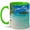 Green, variant on Tropical Island Coffee Mug, Clear Blue Ocean Beach Palm Tree Design, 11 oz Ceramic Cup