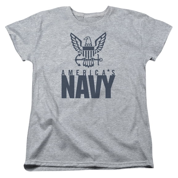 Trevco Sportswear NA103-WT-2 Navy Eagle Logo Womens Short Sleeve T-Shirt, Athletic Heather - Medium