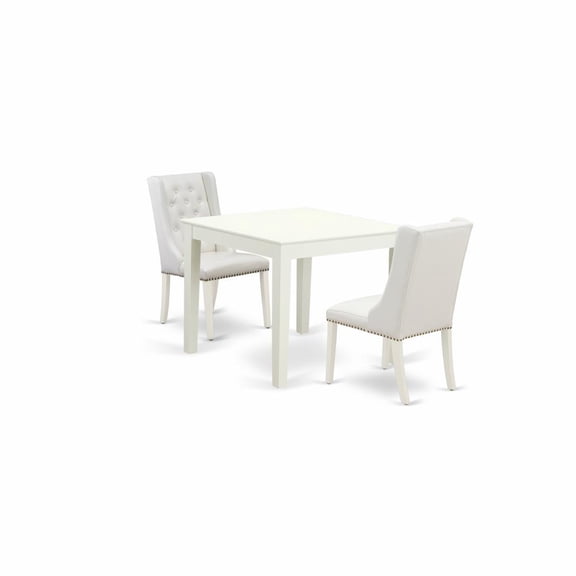 East West Furniture Oxford 3-piece Wood Dining Set in Linen White/Light Gray