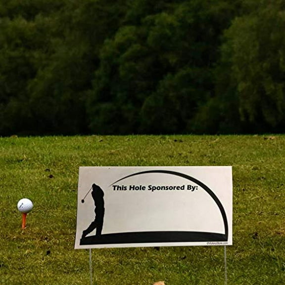VictoryStore Golfing Tournament Yard Sign 12 Inches By 24 Inches with Stakes (18 Signs one for Each Hole) (Hole Sponsored By)