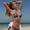 Blue, variant on Women Snake Print Two Piece Bikini Set, Metal Chain Decor Halter Tie Top & Side Tie High Cut Bottom Animal Print Beach Swimsuit