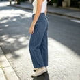 thumbnail image 5 of Womens Wide Leg Pants Street Style Loose Fit Denim Jeans, 5 of 5