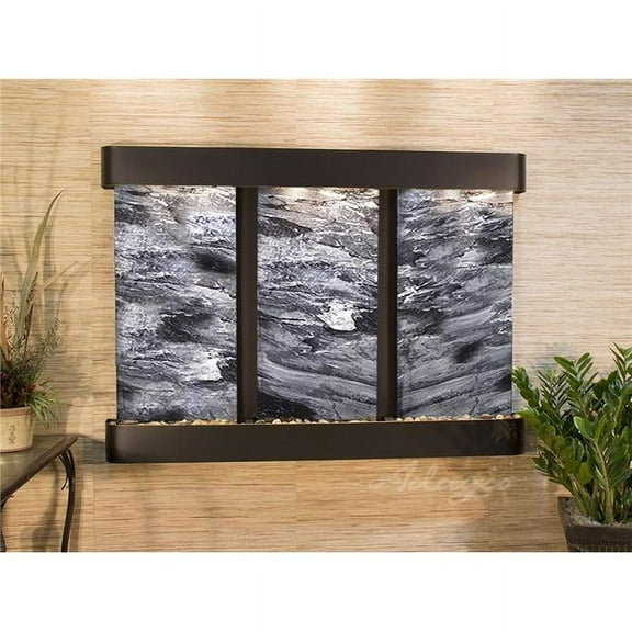 Adagio OFR1507 Olympus Falls Round Wall Fountain - Blackened Copper-Black Spider Marble