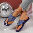 thumbnail image 6 of HomeDM Womens Flip Flops Rhinestone Open Toe Flat Thong Sandals Comfortable Lightweight Summer Vacation Beach Sandals, Blue Size 9, 6 of 9