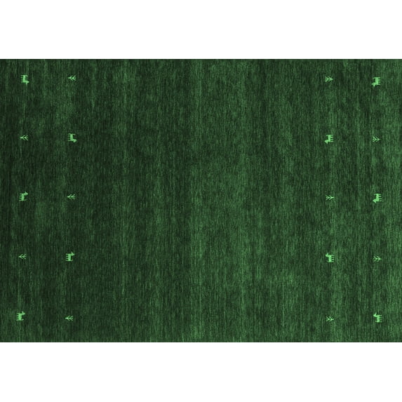 Ahgly Company Indoor Rectangle Abstract Emerald Green Contemporary Area Rugs, 2' x 5'