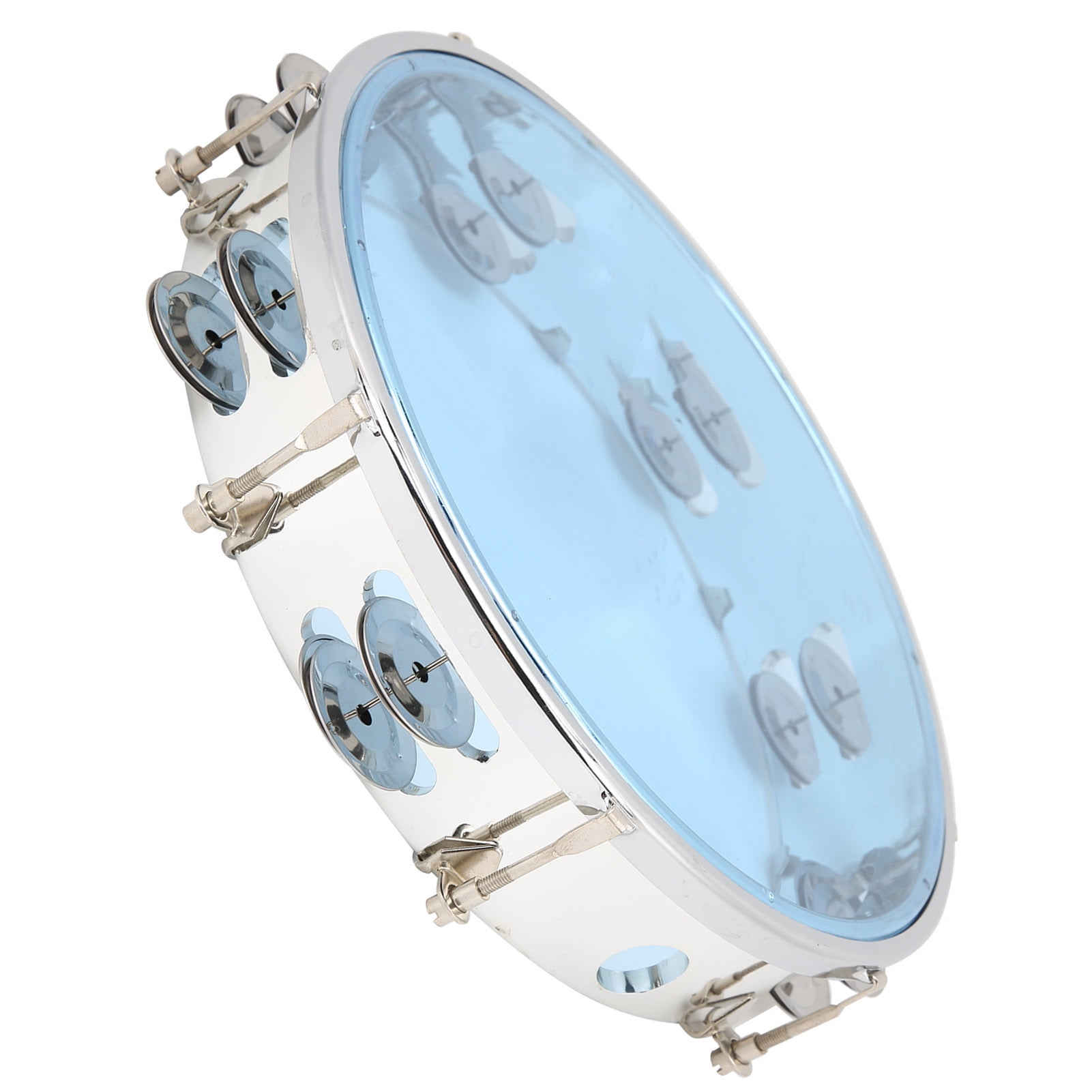 10in Hand Tambourine Percussion Instrument Adjustable Double Row Jingles with ABS & Metal for Party Performance Karaoke