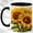 Black, variant on Sunflower Pair Coffee Mug, Floral Garden Mug, Ceramic 11 oz