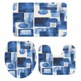 thumbnail image 2 of Abstract Color Block Bathroom Rugs Set Blue White Leave Geometric Vintage Art Non Slip Absorbent Soft Bath Mats 3 Piece Set with Bathroom Rug, U-Shaped Floor Mat, Toilet Seat Cover Large Size, 2 of 9