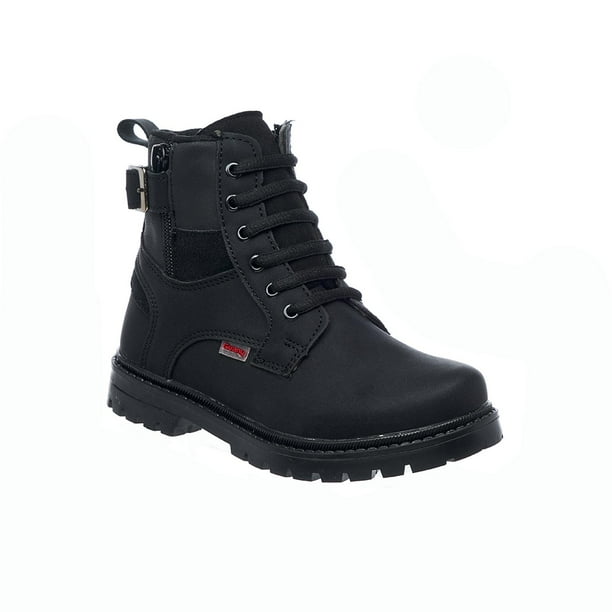 Botas Para Niños Tipo Piel Moda Infantil Negros Casuales Cómodos 013N1X negro 19 INCÃGNITA 013A1X