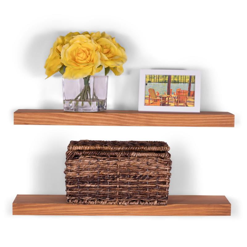 5.25" Deep Clean Edge Pine Floating Shelves 24" (Set of 2) (Autumn