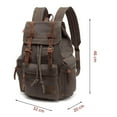 thumbnail image 5 of koolehaoda Vintage Canvas Travel Laptop Backpack Leather Rucksack Knapsack Unisex Casual Backpack 17inch School Computer Bag Hiking Bag Gifts for Men & Women Army Green L, 5 of 6