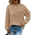 thumbnail image 6 of TEMOFON Long Sleeve Shirts for Women Crew Neck Casual Tunic Tops Lightweight Pullover Sweatshirts for Womens Clothes Waffle Knit Tops with Pocket, 6 of 10