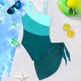 thumbnail image 6 of JAJAHO Girl's Swimsuits Teens Color Block One Piece Bathing Suit With Mesh Sarong Cover Up Skirts 2PCS Set Summer Beachwear 7-18Y Trendy Swimwear, 6 of 6