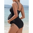 thumbnail image 4 of Sociala Twisted V Neck Ribbed Maternity Swimsuit Tie Side One Piece Pregnancy Bathing Suits, 4 of 7