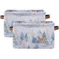 thumbnail image 2 of Storage Basket Christmas Snow Deer Foldable Canvas Laundry Baskets Bin Waterproof Inner Layer with Sturdy Handles for Toy Nursery Blanket Clothes 1 Pack, 2 of 7