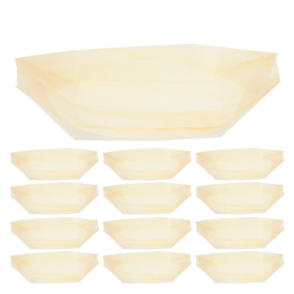 BERTDOMD 50pcs Disposable Wooden Sushi Boats for Restaurant, Charcuterie, Sashimi, Camping, Wood Plate Trays for Serving