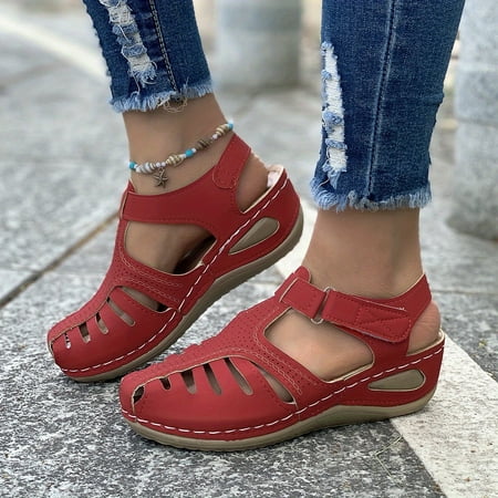 

Women s Retro Wedge Sandals Closed Toe Shoes Casual Slingback Sandals Women s Platform Sandals