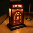 thumbnail image 6 of Fire Dept Vintage Lamp, Miniature Fire Station Night Light with Brick Design, Warm Glow Decorative Lamp for Desk Shelf Bedroom, Unique Gift for Firefighter and Collectors, 6 of 6