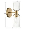 thumbnail image 4 of Robert Stevenson Lighting Josephine - Mid-Century Modern Metal and Clear Ribbed Glass Wall Light, Brushed Gold, 4 of 5