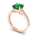 thumbnail image 2 of 2.3 ct Round Cut Simulated Emerald Solitaire with Accents Engagement Ring for Women in 18K Rose Gold, 2 of 5