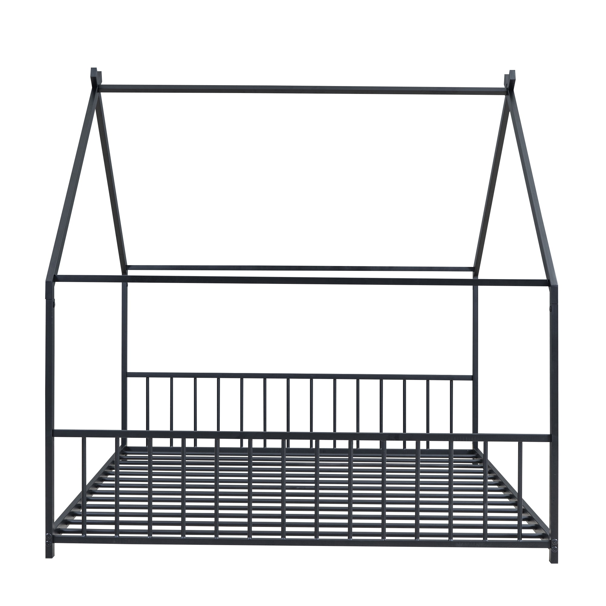 Harper & Bright Designs Full Size Metal House Bed, Black