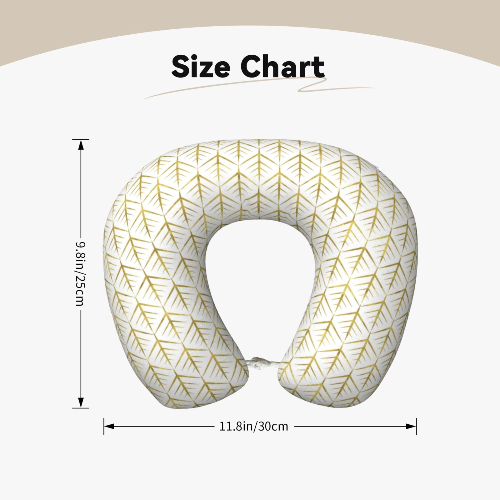 Xecao White And Gold Geometry Print Memory Foam Cervical Neck Pillow Versatile U-Shaped Pillows for Home,Office,Camping,Travelling,Soft Washable Cover