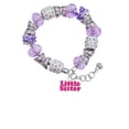 thumbnail image 2 of Delight Jewelry Hot Pink ''Little Sister'' with Heart Purple Butterfly Bead Charm Bracelet, 7"+1" Extender, 2 of 5