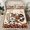 thumbnail image 2 of jejeloiu Kawaii Cartoon Gnome Bed Sheets,Happy Valentine'S Day King Sheets,Brown White Grid Sheet Set For Girls Boys,Microfiber Bedroom Decor,4-Piece, 2 of 7