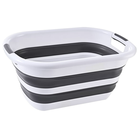Collapsible Pet Bathtub with Water Drain Plug, Foldable Puppy Bath Tub with Handle, Portable Bathing Tub for Small Dogs & Cats, Grey